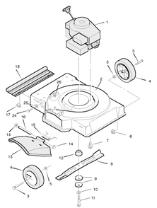 Mower Deck Assembly Diagram and Parts List for 20223B 1996 Briggs and Stratton Lawn Mower